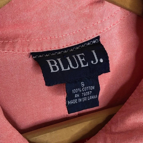 Vintage 90s Blue J. Pop Over Collared Shirt Dress Embroidered Palm Tree Pockets - Picture 6 of 7